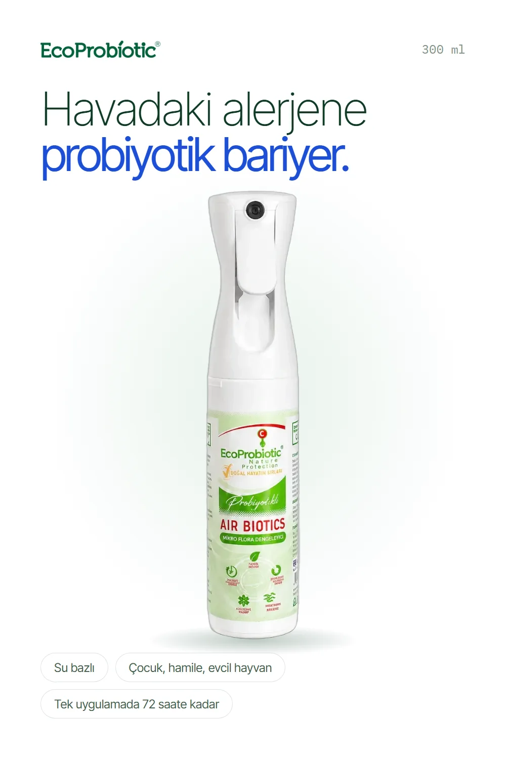 Air Biotics 300 ml probiyotikli sprey: havadaki alerjene probiyotik bariyer