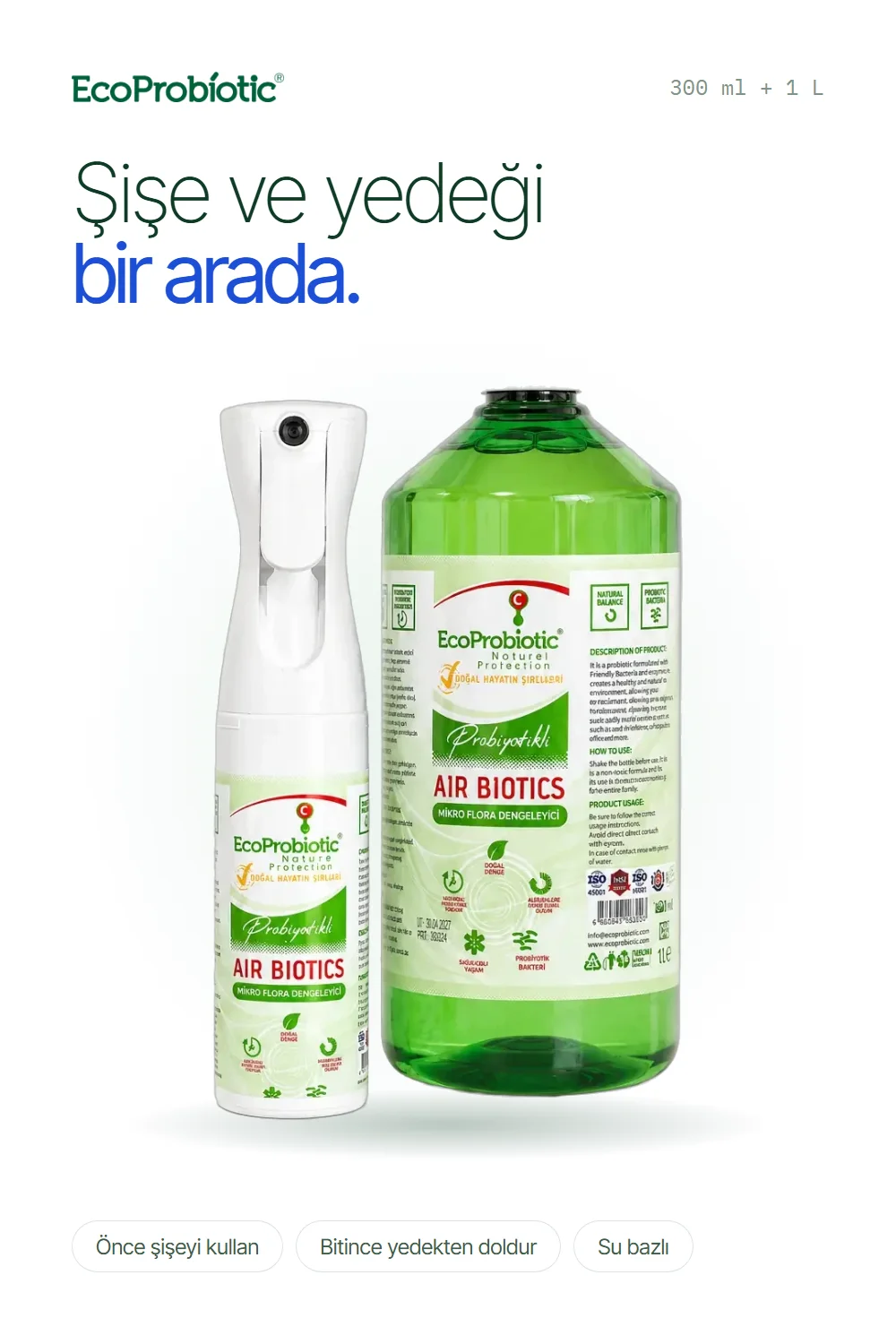 Air Biotics 300 ml sprey ve 1 litre yedek set